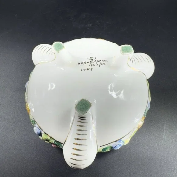 Vintage Capodimonte Italian Pottery Covered Dish Covered Bowl Dish Painted Italy